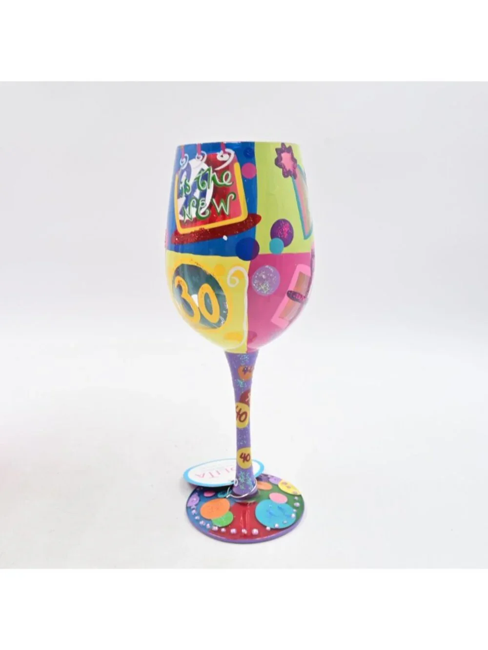 Lolita 40 is the New 30 Wine Glass Hand Painted Birthday Gift 15oz NIB